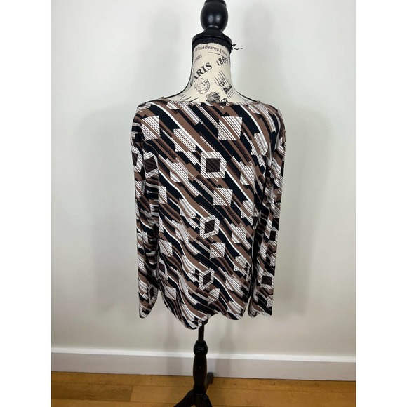 East 5th square neck patterned long sleeve Blouse - Picture 2 of 8